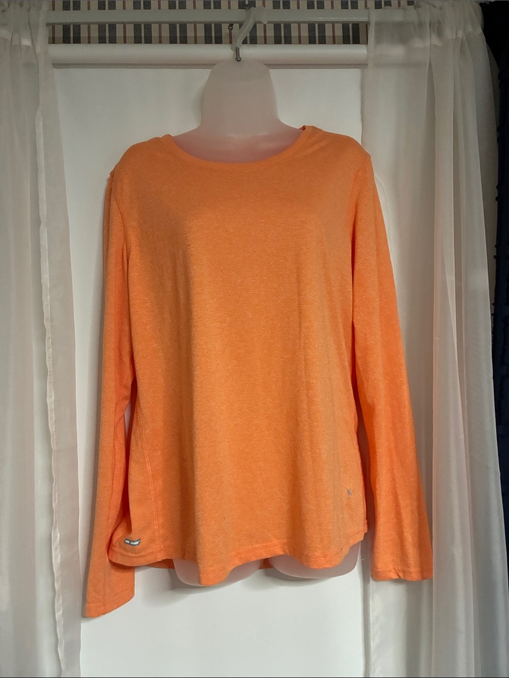 Danskin Lightweight Long-Sleeve Scoop-Neck Tee in Orange